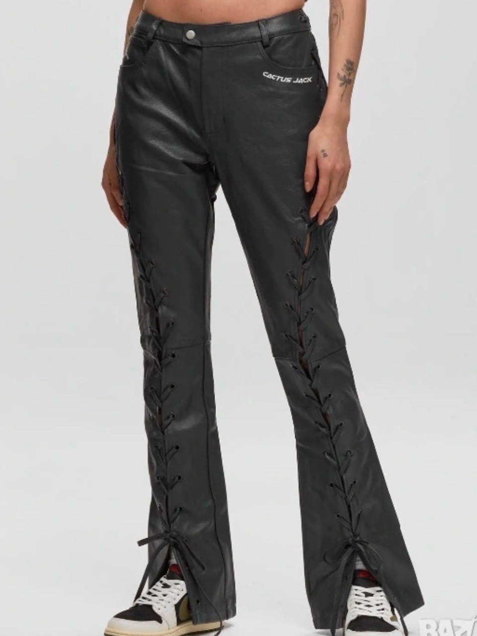 Nwt Cactus Jack X Jordan Leather Bikecore Lace Up Bootcut Pants Grey Womens 8